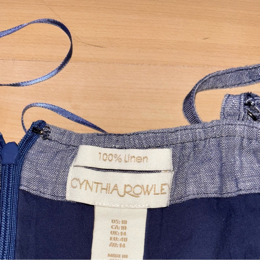 Cynthia Rowley Chambray Blue 100% Linen Size 10 Sleeveless Romper Shorts Resort - Picture 3 of 9